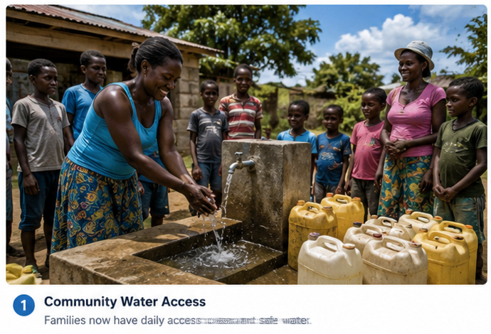 Community members accessing clean water